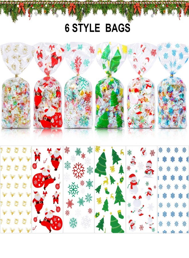 Konsait 120pcs Christmas Cellophane Bags?Xmas Clear Candy Cookie Treat Bags with Twist Ties for Bakery Biscuit Chocolate Snacks,Holiday Goody Bags, Christmas Party Favors Supplies - Image 4